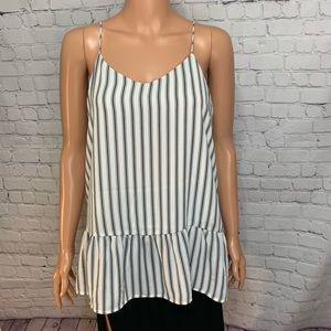 JasMine size small Black & White Spaghetti Strap Loose Fitting top stripped top